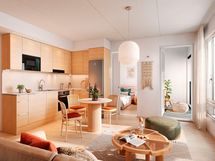 Visualisointi Renatan kodista A 2, A 7, A 12 ja A17,  2h+kt+s, 49,5 m²