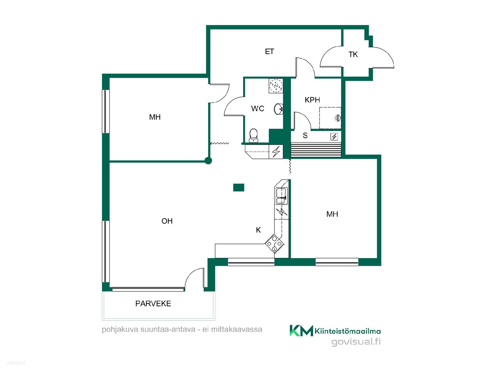 Kerrostalo, 3 h, k, s, kph, wc, p, 100 m², Kotkansaari - Näkymä 2