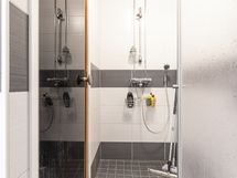 Käytännöllinen, erillinen suihkunurkkaus/ Praktisk, separat duschhörna