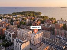 Alueen havainnekuva etelään. Helsingin Isla on visualisoitu osaksi suunniteltua tulevaa kaupunkiympäristöä.