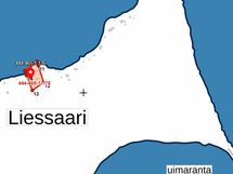 Liessaaren silta alhaalla oikealla