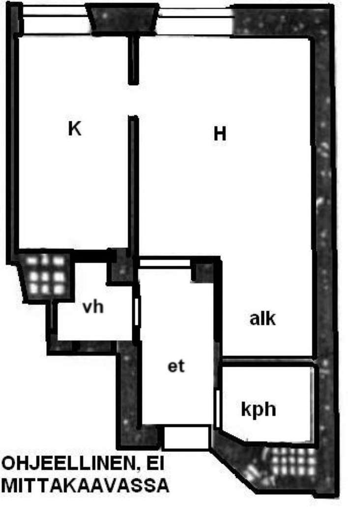 Kerrostalo, 1h + k + alk + vh + kph + et, 44 m², Kruununhaka - Näkymä 2
