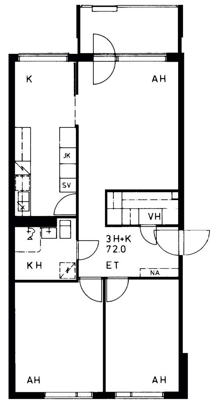 Kerrostalo, 3H+K, 72 m², Keskusta - View 3