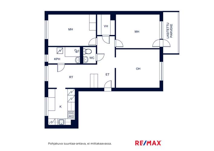Kerrostalo, 3h,k,kph,erill.wc,vh,las.p., 74 m², Simonkallio – pohled 2
