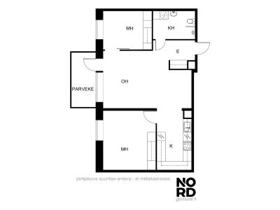 Kerrostalo, 3h,kt, kph, parveke (lasitettu)Yj:n mukaan 3h,kt), 67 m², Kruunuvuorenranta - Näkymä 2