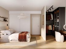 Visualisointi kodista A 60 vaihtoehtopohjalla 1 (3-4h+kt+s, 92 m²)