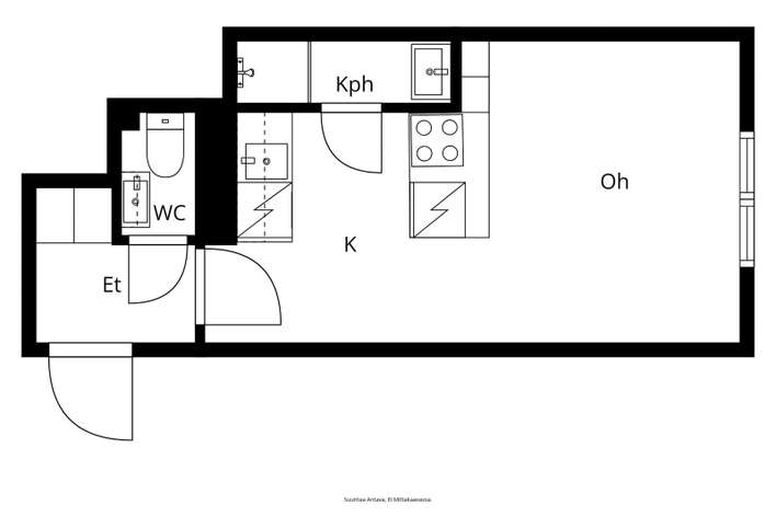 Kerrostalo, 1h, k, 24 m², Kaartinkaupunki - Näkymä 2