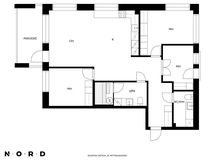 Asunnolla on todella avara ja valoisa pohja ikkunoilla kolmeen suuntaan.