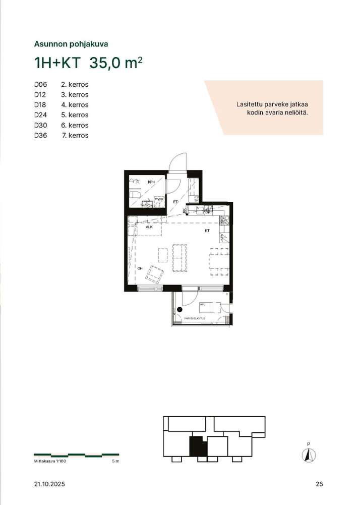 Kerrostalo, 1H+KT, 35 m², Kera - Näkymä 2