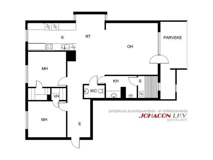 Kerrostalo, 3h, k, kph, s, wc, lasitettu parveke., 80 m², Tehdas – pohled 2