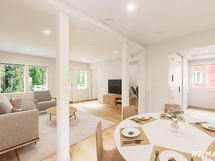 Keskikerros | Ruokailutila ja olohuone | Virtuaalistailattu