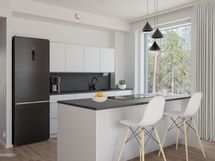 Hyvin varusteltu Kvikin keittiö