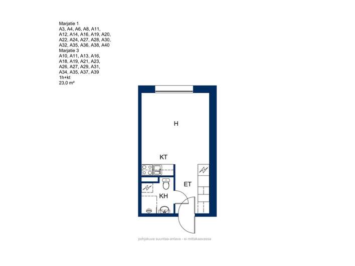 Kerrostalo, 1h + kt, 23 m², Mustikkahaka - Näkymä 2