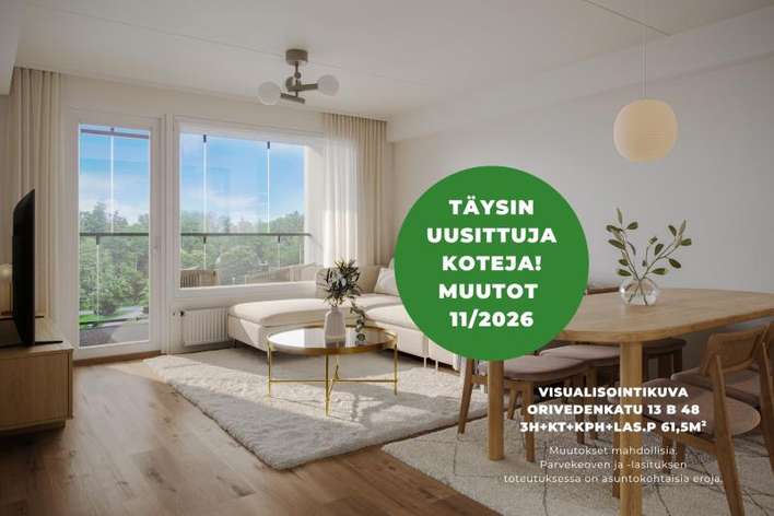 Kerrostalo, 3h+kt, 61,5 m², Hervanta, Tampere