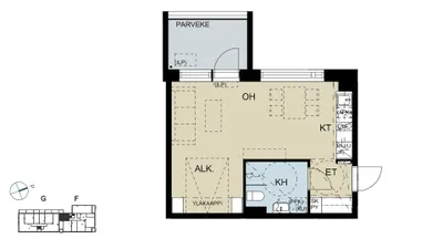 Kerrostalo, 1h+kt+alk., 34 m², Arabianranta - View 2