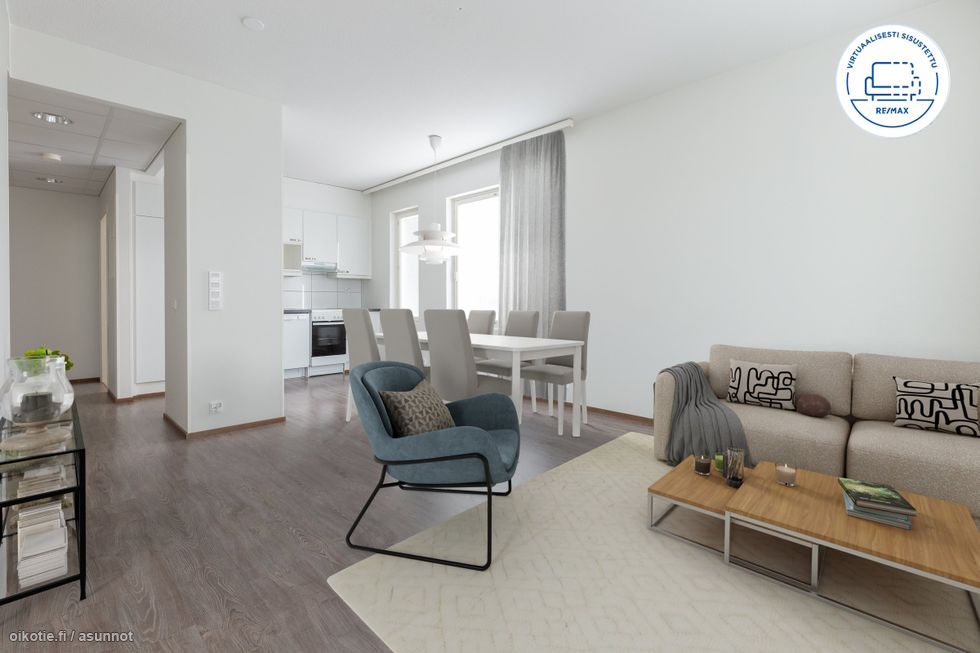 Virtuaalikalustettu, kuva on vastaavanlaisesta asunnosta mallikuva.