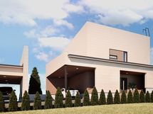 Autokatospaikka talon sisäänkäynnin vieressä